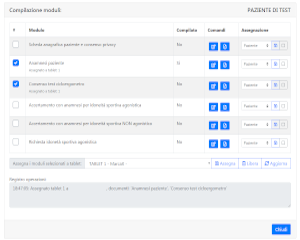 Software poliambulatorio - Assegnazione moduli paziente